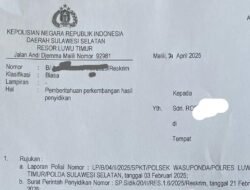 Polres Lutim Tanggapi Surat LHI, RE Tersangka Kasus Penganiayaan Di Pakumanu Berkasnya Dilimpahkan Ke Kejaksaaan